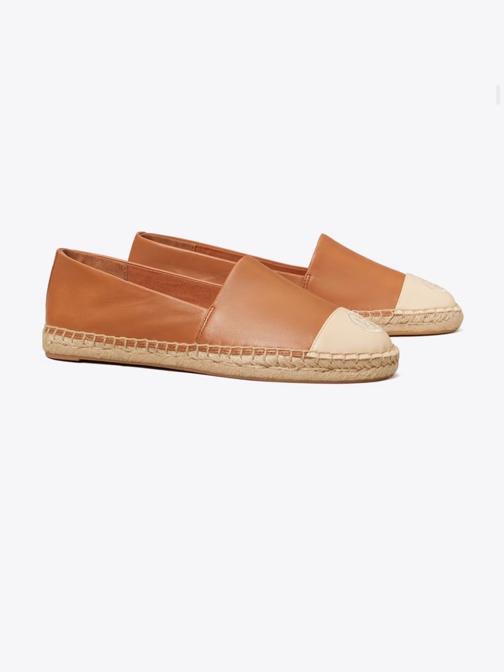Tory Burch || Colorblock Espadrille Flats in Amber Dulce De Leche Tan Ivory 10